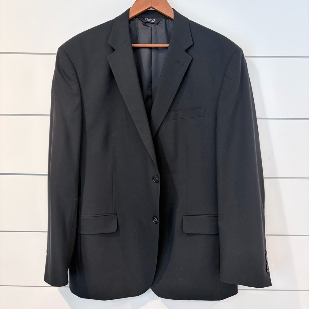 Jos A Bank 44R Black Wool Blazer Traditional Fit 2Btn 38W Exec Sport Coat